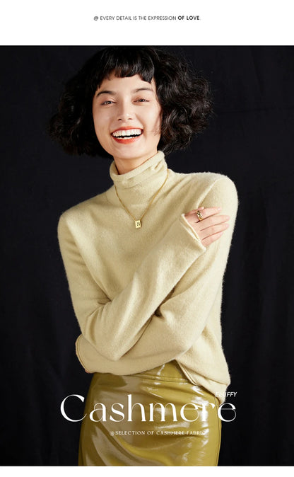 New Women's Cashmere Sweater 100% Pure Cashmere Knitted High Collar Hoodie Hot Selling Soft Solid Color Women's Top