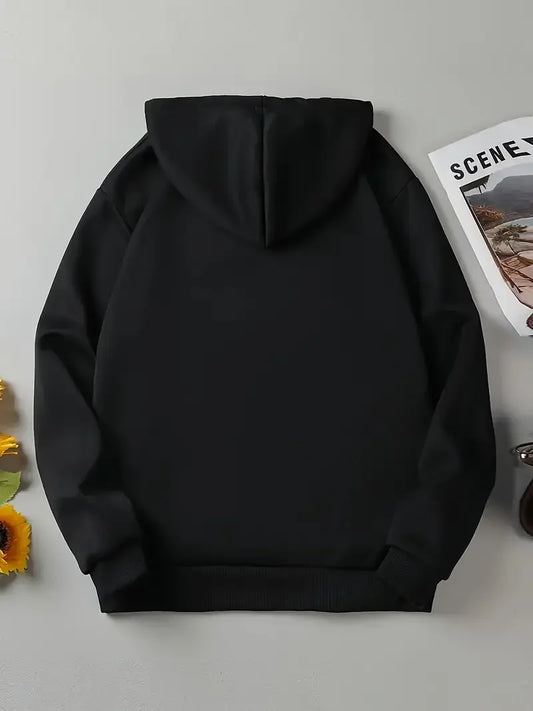 Back view of women's Halloween skeleton hoodie in black with a cozy fit for festive wear