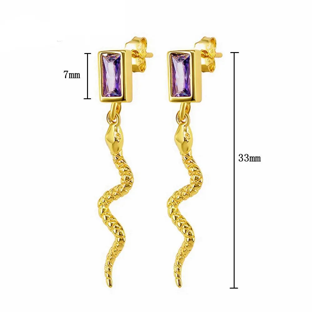 925 Sterling Silver Needle Pave Crystal Snake Type Stud Earrings for Women Simple Cute Animal Earrings Fashion Delicate Jewelry