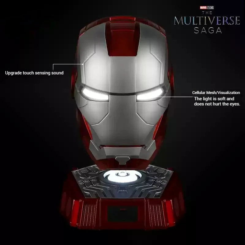 Iron Man 1/1 Cosplay Helmet Mk5 Electric Voice Control Helmet Led Eyes Metal Mask Model Toys Children Adults Christmas Gift