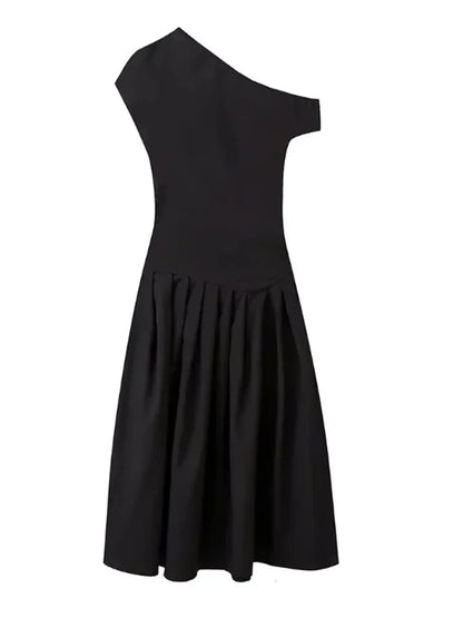 Black Off-Shoulder Autumn Long Dress For Women High Waist Patchwork Slim Sexy One-Shoulder Party Dress Female Maxi Dress