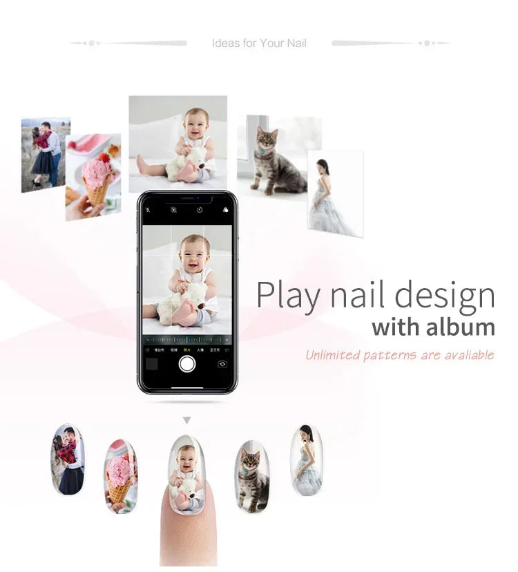 2026Smart Nail Printer 3D Portable Mobile Nail Painting Machine 2400DPI Printing Resolution Support WiFi/DIY for Home Nail Salon