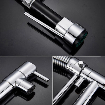 Wall Mounted Spring Kitchen Faucet Chrome Black Pull Down Sink Faucets Single Cold Water Dual Spouts Mixer 360 Rotation Crane