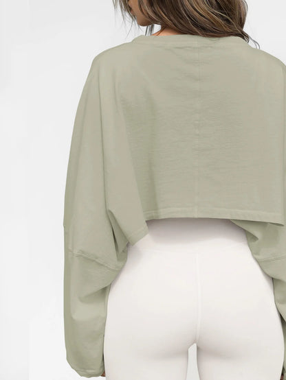 Autumn Winter Women's No Hat Hoodies Fashion O-neck Loose Long Sleeve Pullove Casual Workout Jogger Female Sexy Crop Sweatshirt