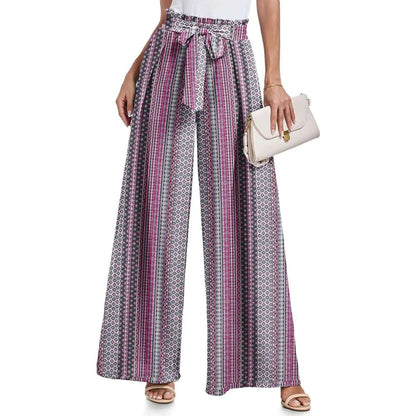 New 2024 Spring Summer Women Wide Leg Pants Casual High Waisted Long Skirt Pants For Girls Lace-Up Pants Брюки С Высокой Талией