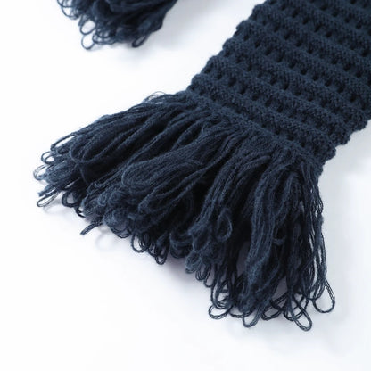 Sexy Knitted Tassel Top Skirt Women Set Dark Blue Long Sleeve Lapel Button Tops Pleated Mini Skirts 2025 Fashion Solid Lady Suit