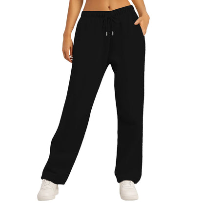 Women’s Drawstring Sweatpants Wide Straight Leg Pants Solid Color Sweatpants Casual Pants For Women 2024 Spring Emale Clothes