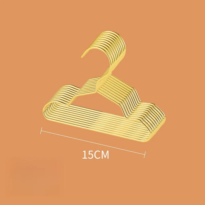 Pet Apparel Hangers Gold Color Mini Hanger Small Metal Clothes Hanger for Teddy Dog Cat Puppet Doll Pet Store Clothes Support