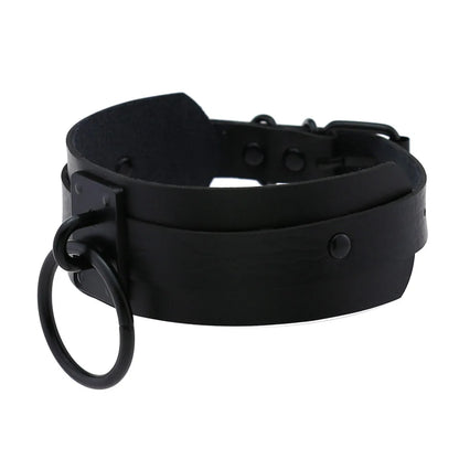 Punk Black O-Round Metal Leather Choker Collar Goth Fashion Necklaces 2025 Women Girls Rock Harajuku Emo Gothic Jewelry