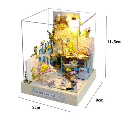 Handmade Wooden Miniature Doll House Kit 3D Puzzle Assembled Building Model Kit With LED Light DollHouses Toy For Christmas Gift