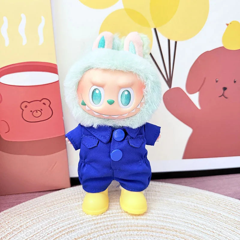 Clothes For Labubu 17cm Outfit Accessories for The Monster Korea Kpop Labubu Idol V1 V2 V3 Commando Jacket Clothing Pendant Mp5