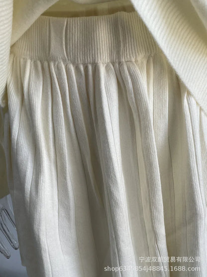 Autumn Solid Color O-neck Sweater Dress Sets Women's Clothing 2024 New Long Sleeves Fishion Style Loose Knitted Short Skirt Set