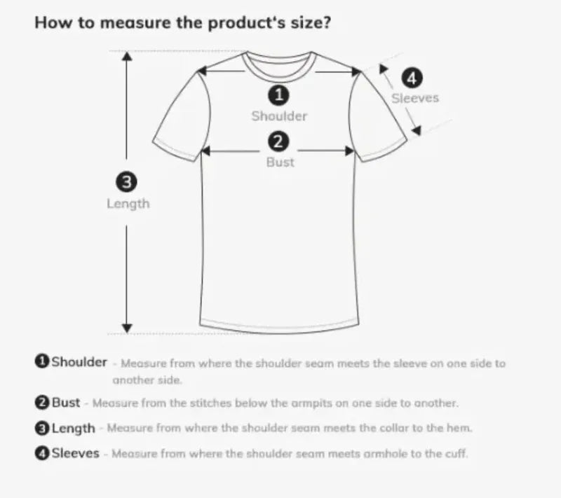 Size measurement guide for stylish women's heart print shirt with illustration of measurement points
