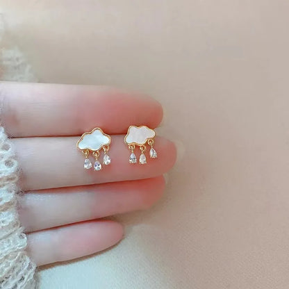 Fashion Purple Zircon Cloud Tassel Earrings For Women Fashion Creative Silver Color Star Moon Pendant Earrings Y2K Party Jewelry