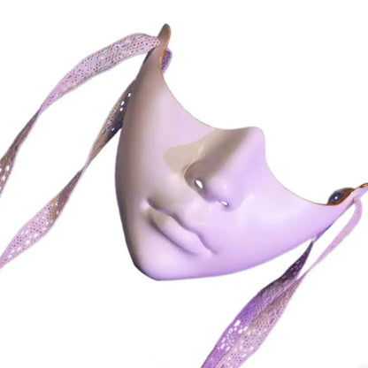 EtherealBe Phantom Mask for Masquerade Party with lavender ribbons and elegant design