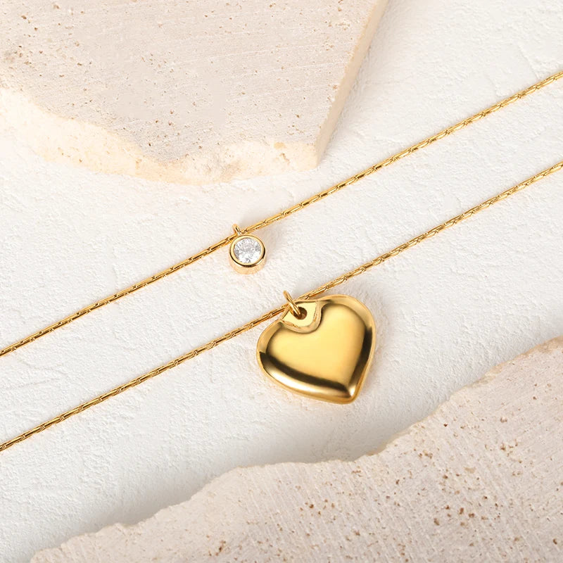 Punk Cuban Chain Heart Necklace For Women Hip Pop Stainless Steel Choker Fashion Wedding Party Jewelry Gift