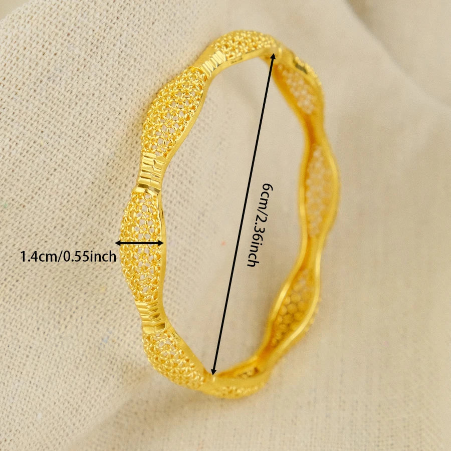 Dubai Women's Bracelet Gold Plated Indian African Hard Bracelet Charming Wedding Ethiopia Arab Handmade Jewelry Luxury
