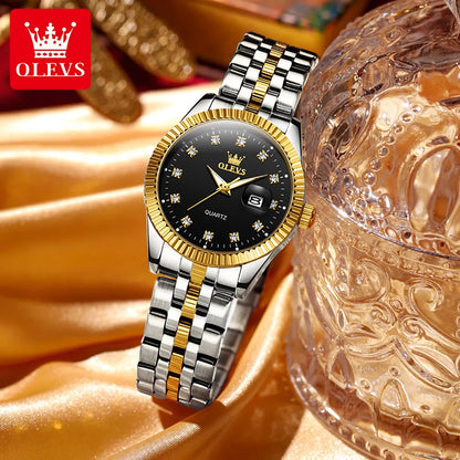 OLEVS Hot sale Women's Watches Luxury Diamond Elegant Women Wristwatch Stainless Steel Waterproof Luminous Ladies Watch Jewelry