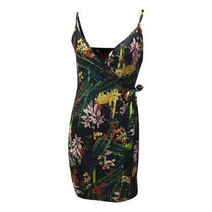 2023 New Sexy Suspender Dress Women Fashion Floral Printing Sleeveless V Neck Robe Summer Boho Tie Waist Dress Formal Dresses