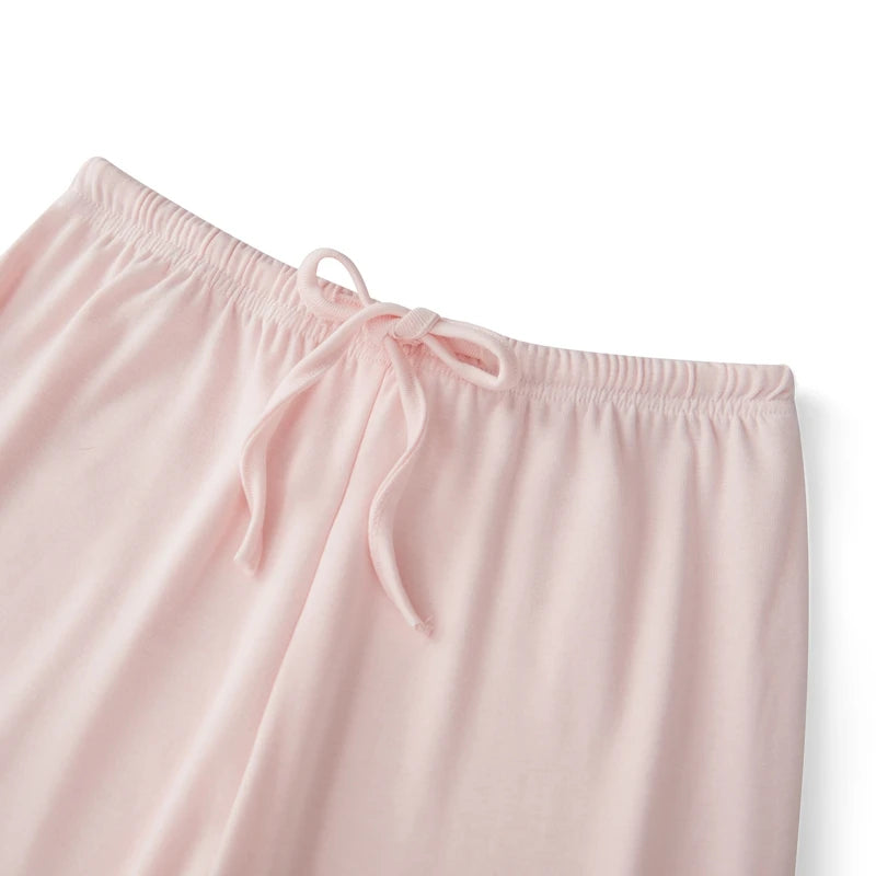 Women Fashion Lounge Set Vintage 2 Piece Outfit V Neck Waist Tie T-shirt + Elastic Waist Pants Autumn Long Sleeve Crop Tops