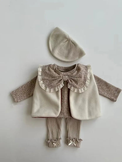 2024 Autumn New Baby Girl Long Sleeve T Shirts Infant Bow Bottoming Shirt Floral Casual Tops Toddler Kids Clothes Baby Tees