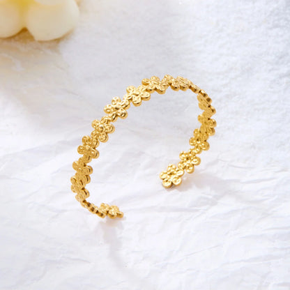 Exaggerated Metal Shell Starfish Flower Bangles Bracelets For Women Men Stainless Steel Fish Bow Heart Open Cuff Bangle Jewelry