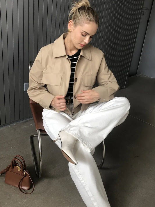 2023 Women Fall / Autumn Cotton Short Trench Jacket and Coat Casual Outerwear