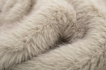 HH Winter Women Elegant Warm Plush Coat Turn-Down Collar Thick Cardigan Coat Female Pocket Long Sleeve Short Outerwear Mujer