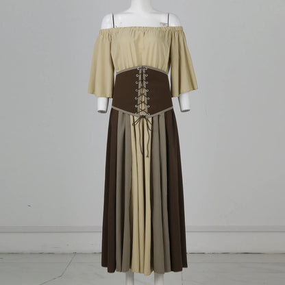 New Medieval Costume for Women Halloween Corset Gothic Renaissance Dress Plus Size Flare Sleeve Ball Gown Cosplay Clothes