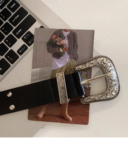 Heavy Retro Rivet Belt Women's Fashion Personality High-End With Jeans 2024 New Belt Trend