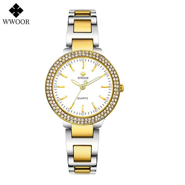 WWOOR New Women's Watches Fashion Crystal Diamond Ladies Quartz Wristwatch For Woman Relogio Feminino Female Montre Reloj Mujer