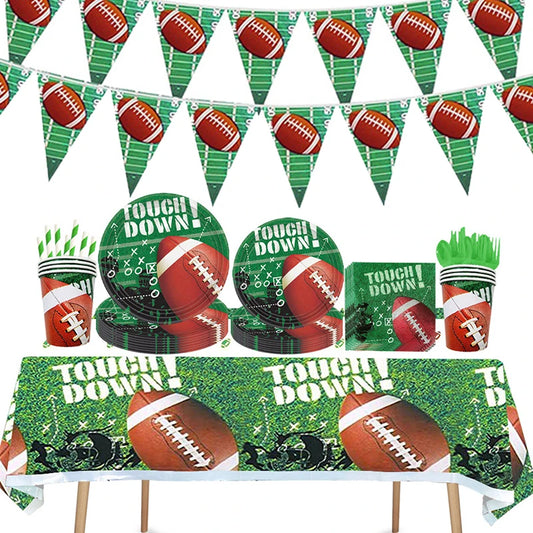 Rugby Themed American Football Disposable Tableware Supplies Sports Birthday Party Male Single Party Baby Shower Ceremony Decor