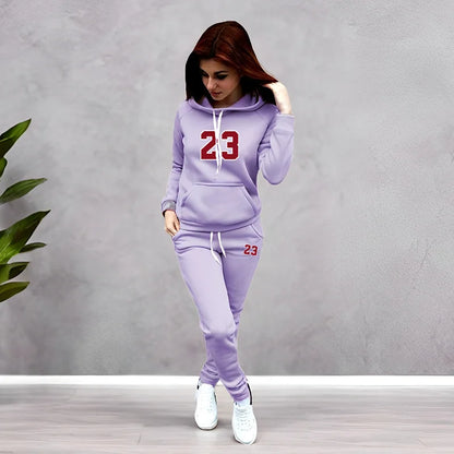 Autumn Winter Fashion Casual Printing Woman Two piece Set Women Tracksuit Outfits Hooded Suit Quality Ladies Daily Jogging Sport