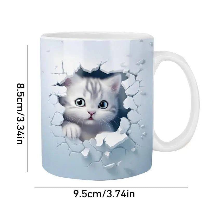 Cat Coffee Mug Ceramic 3D Visual Cat Milk Cup Creative Coffee Cups For Mulled Drinks Unique Cat Lovers Gifts Cups For Tea