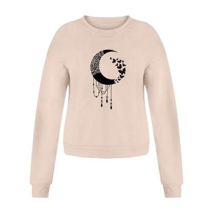 Y2k Sweatshirts For Women Moon Print Hoodies White Hoodies For Ladies Long Sleeve Fall Hoody Pullover Korean Style Blouses