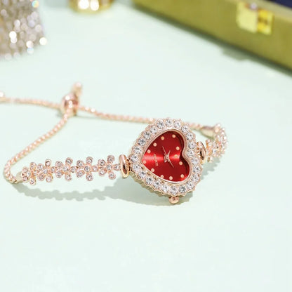 Heart Shape Small Dial Women's Bracelet Watch Quartz Wristwatch Retractable Chain Strap Watch Wholesale  relogio reloj mujer