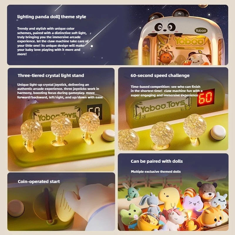 Children Mini Claw Machine Toy DIY Coin Operated Play Game Electric Clip Doll Arcade Machine Kids Interactive Toy Christmas Gift