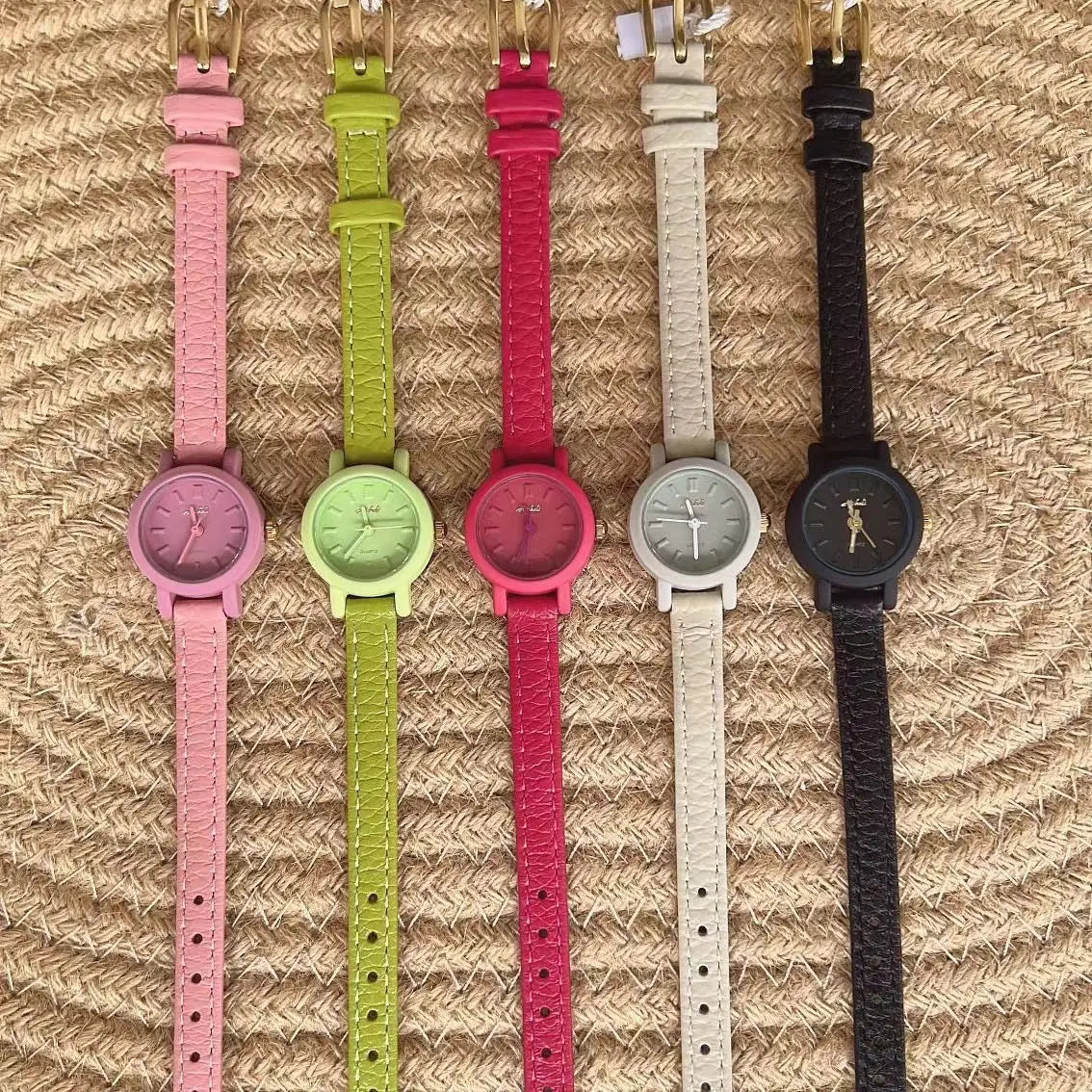 New popular women's watches candy colored  Genuine Leather  belts Girl cute lady watches student watches small round