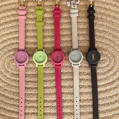 New popular women's watches candy colored  Genuine Leather  belts Girl cute lady watches student watches small round