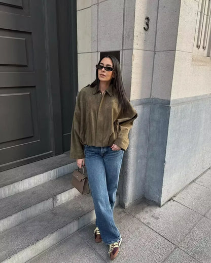 Women's 2025 new Jackets Autumn Fashion Loose Bat Sleeves Elegant Women's Jackets Chic Street Youth Autumn Long Sleeves Coats