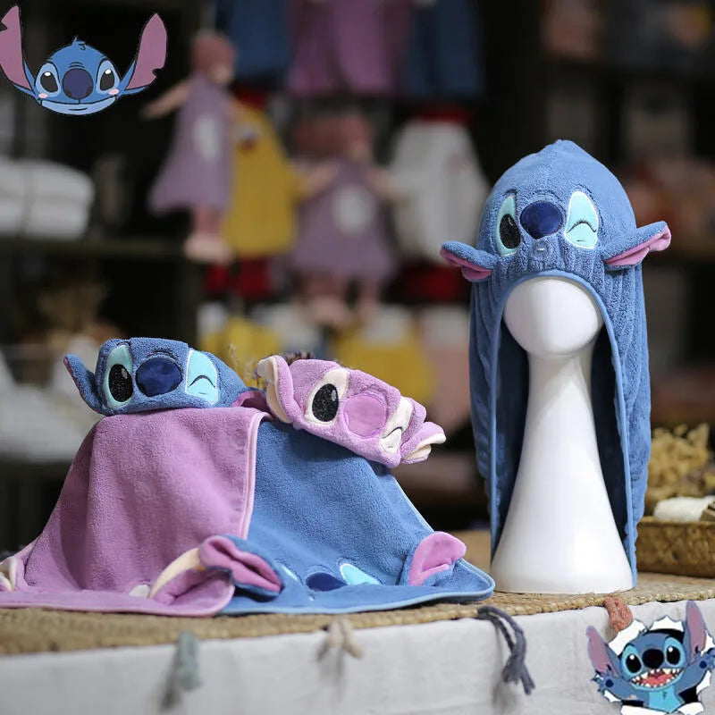 Stitch Towel Disney Cute Stitch Pattern Dry hair cap Towel Couple Cartoon Coral Velvet Soft Face Towel Holiday gifts Halloween