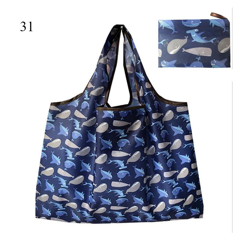 Foldable Large Shopping Storage Bags For Groceries Recyclable Grocery Tote Pouch Eco-Friendly Heavy Duty Washable Shopper Bag