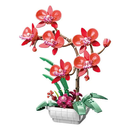 Building Blocks Set Orchid Flowers Bouquet Flower Blocks Bonsai Plant Model Bricks DIY Home Decoration Toys Kids Chirstmas Gifts