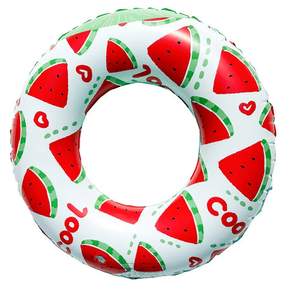 Summer Inflatable Swim Ring Watermelon Pattern PVC Pool Floats Leakproof Striped Pool Rings for Adult Kids Pool Beach Party ﻿