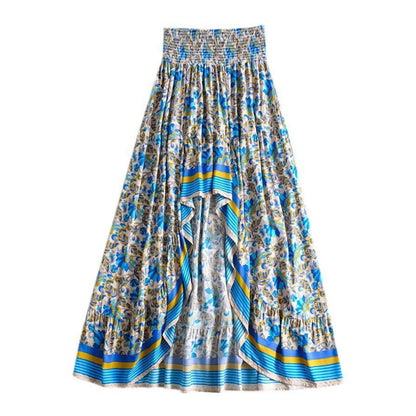 Womens Tennis Skirt Women's Summer New Cotton Floral Print Irregular A Line Skirt Half Skirt Full Skirts for Women