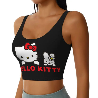 EtherealBe Hello Kitty sports bra for women featuring a playful design with Kitty and friends