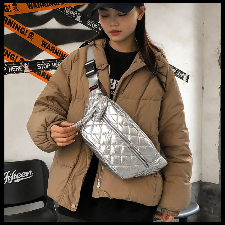 Couple Quilted Chest Bag Crossbody Bag Fashion Casual Crossbody Purse Shoulder Bag for Travel Hiking Cycling for Christmas Gift