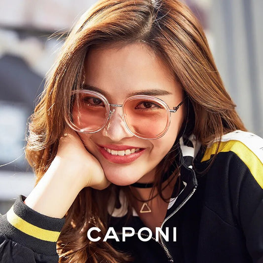 CAPONI Round Women's Sunglasses Fashion Vintage Designer Accessories Eyewear Trendy Brand Sun Glasses For Women UV Protect CP118