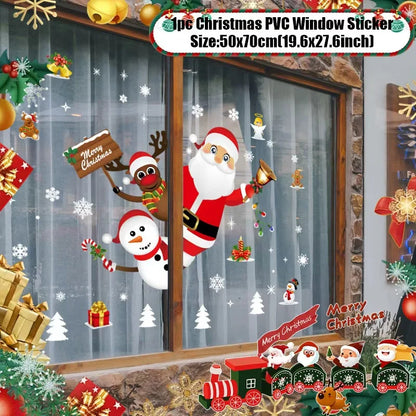 Christmas Window Sticker Merry Christmas Decorations For Home 2025 Cristmas Ornament Xmas Navidad Natal Gifts New Year 2026