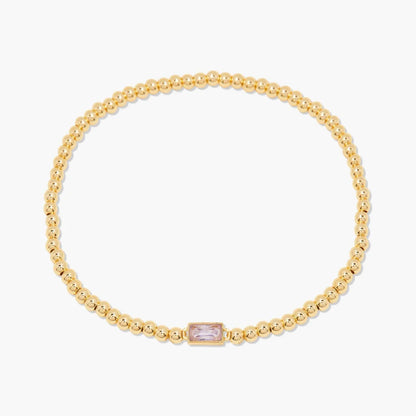 Minimalist style twelve month birthstone women's bracelet, stainless steel, electroplated 18K gold color protection